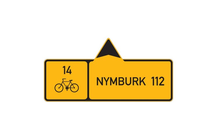 Cyklo značka IS19a - Směrová tabule pro cyklisty (s jedním cílem)