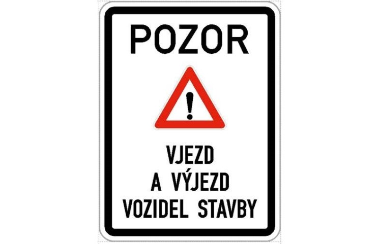 Dopravní značka - Vjezd a výjezd vozidel stavby