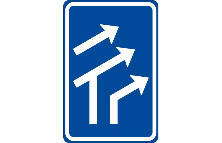 Dopravní značka IP17 - Uspořádání jízdních pruhů Dopravní značka IP17 - Uspořádání jízdních pruhů