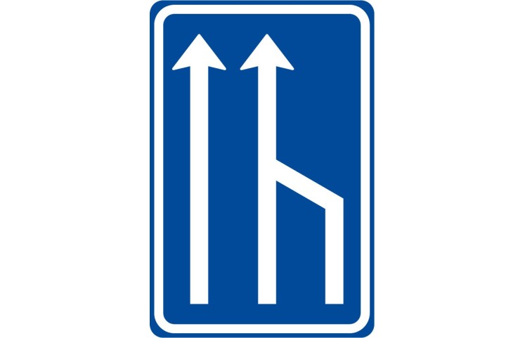 Dopravní značka IP18b - Snížení počtu jízdních pruhů Dopravní značka IP18b - Snížení počtu jízdních pruhů
