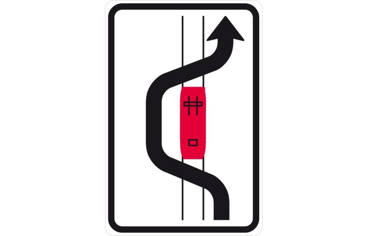 Dopravní značka IP23a - Objíždění tramvaje