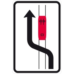 Dopravní značka IP23b - Objíždění tramvaje (jízda podél tramvaje vlevo)