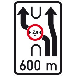 Dopravní značka IS10d - Návěst změny směru jízdy s omezením