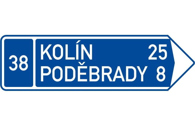 Dopravní značka IS3d - Směrová tabule (s dvěma cíli)