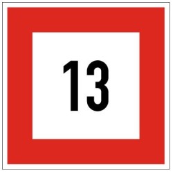 Plavební znak B6 - Příkaz nepřekračovat stanovenou rychlost (v km/h)