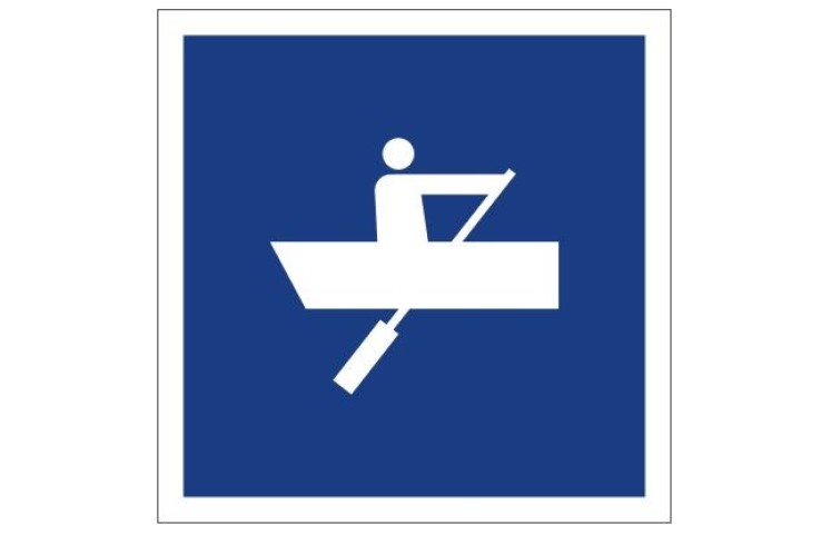 Plavební znak E19 - Plavba plavidel, které nejsou plachetnicemi ani nemají vlastní pohon, povolena