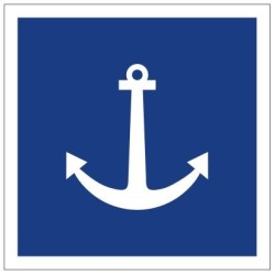 Plavební znak E6 - Povolené kotvení, vlečení kotev, lan nebo řetězů