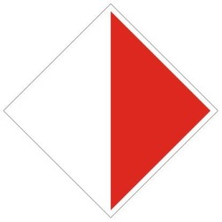 Plavební znak A10b - Zákaz plavby mimo vyznačený prostor (v mostních otvorech nebo v jezovém poli)