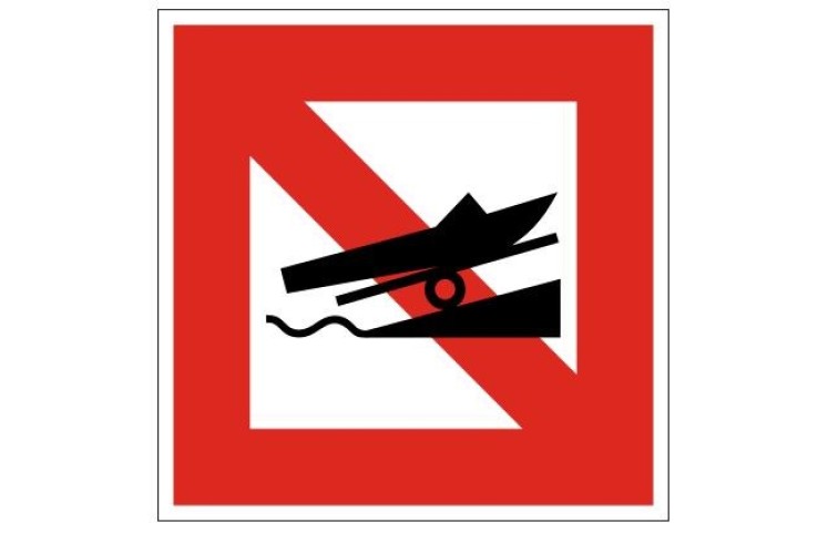 Plavební znak A19 - Zákaz spouštění plavidel na vodu Plavební znak A19 - Zákaz spouštění plavidel na vodu