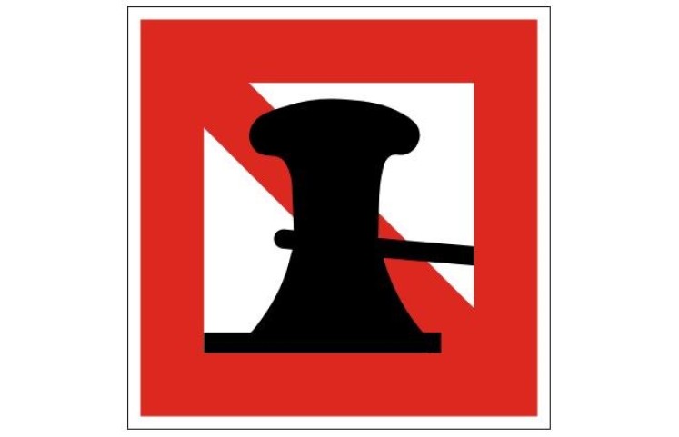 Plavební znak A7 - Zákaz vyvazování ke břehu Plavební znak A7 - Zákaz vyvazování ke břehu