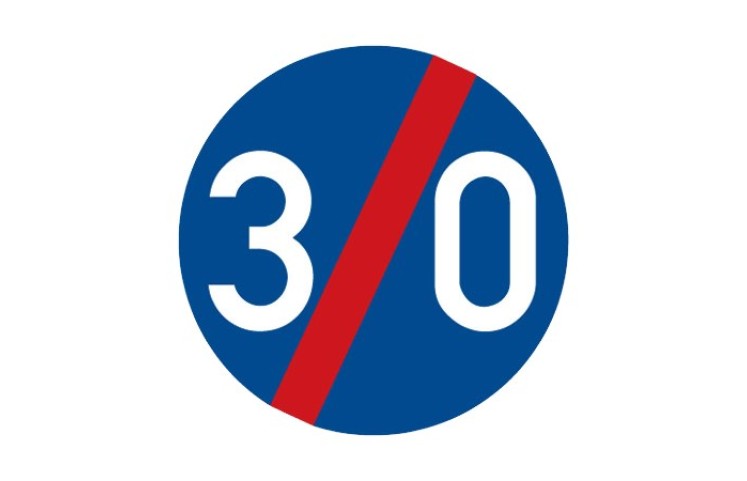 Dopravní značka C6b - Konec nejnižší dovolené rychlosti Dopravní značka C6b - Konec nejnižší dovolené rychlosti