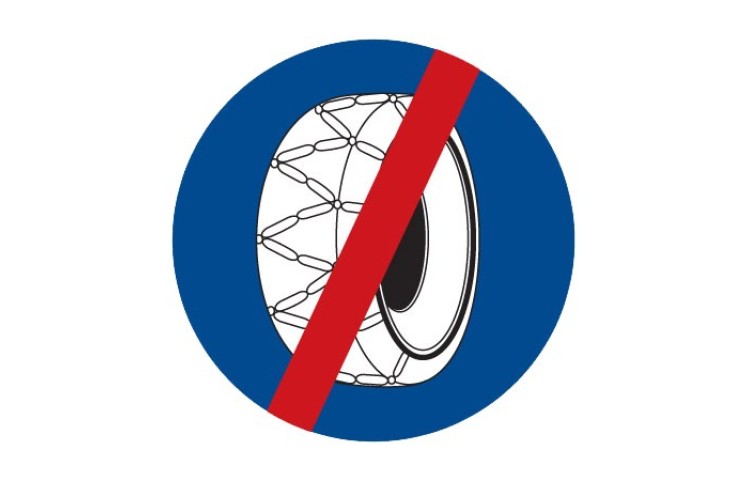 Dopravní značka C5b - Sněhové řetězy - konec Dopravní značka C5b - Sněhové řetězy - konec