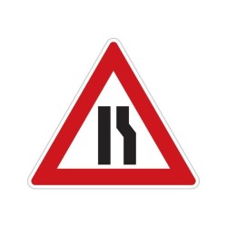Dopravní značka A6b - Zúžená vozovka (z jedné strany)