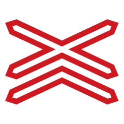 Doravní značka A32b - Výstražný kříž pro železniční přejezd vícekolejný