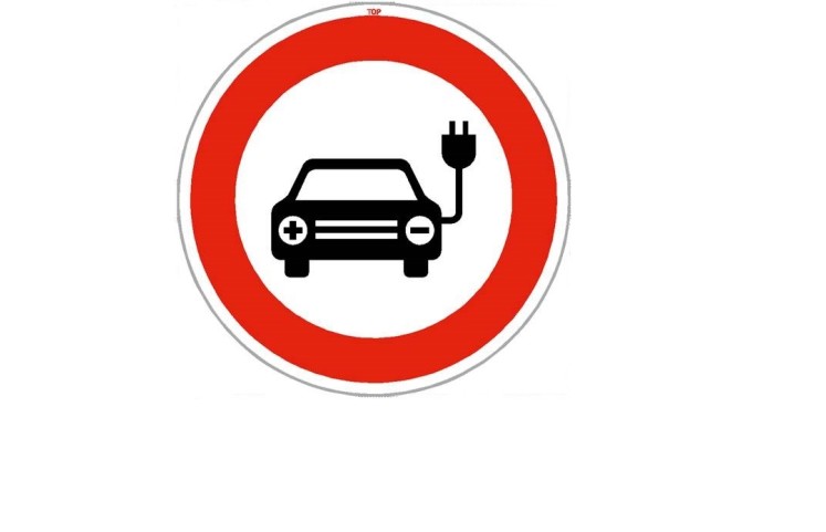 Dopravní značka - Zákaz vjezdu elektromobilů
