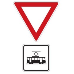 Dopravní značka P5 - Dej přednost v jízdě tramvaji!